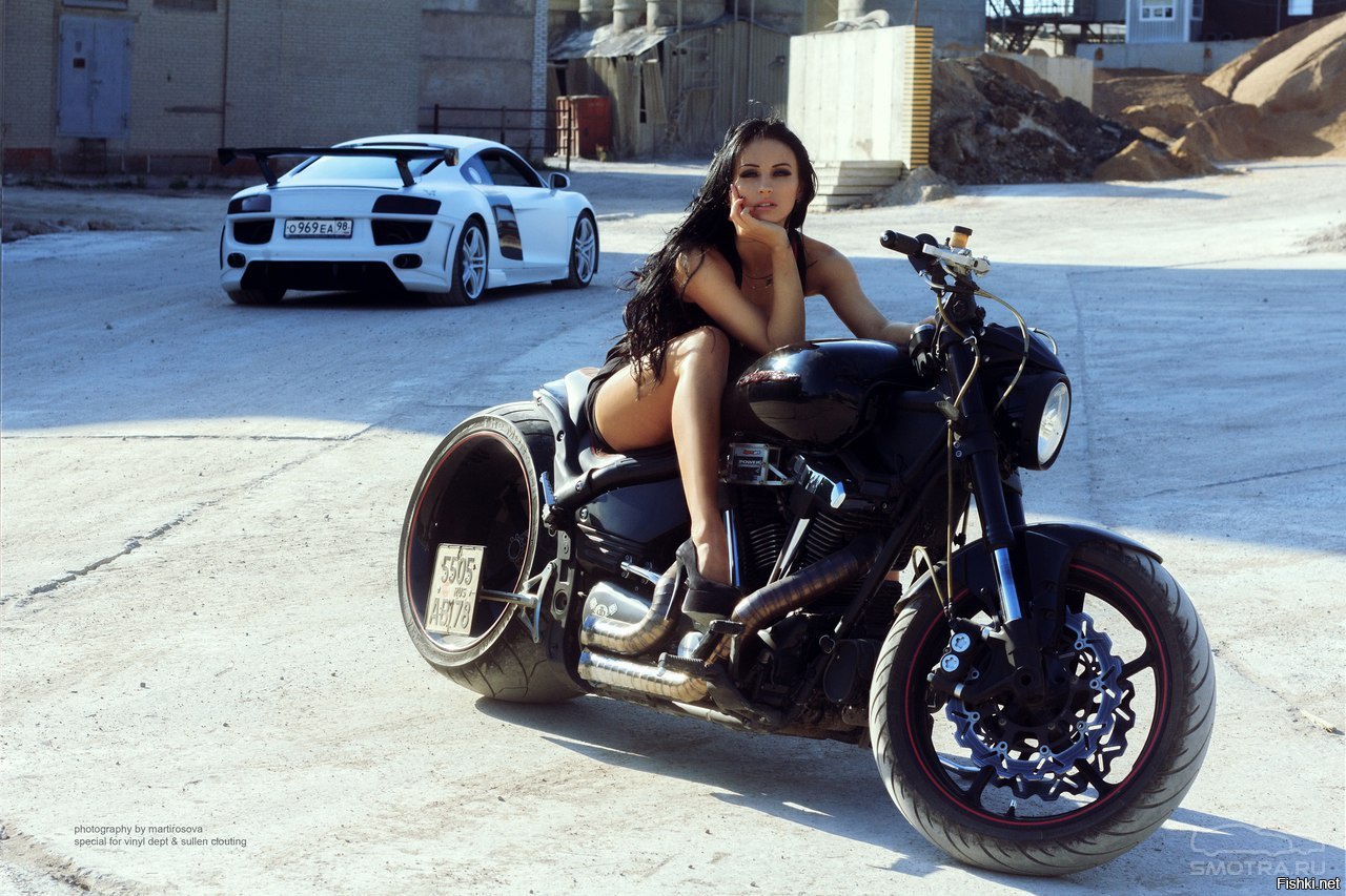 Sexy model Brunettes on a motorcycle in Taif