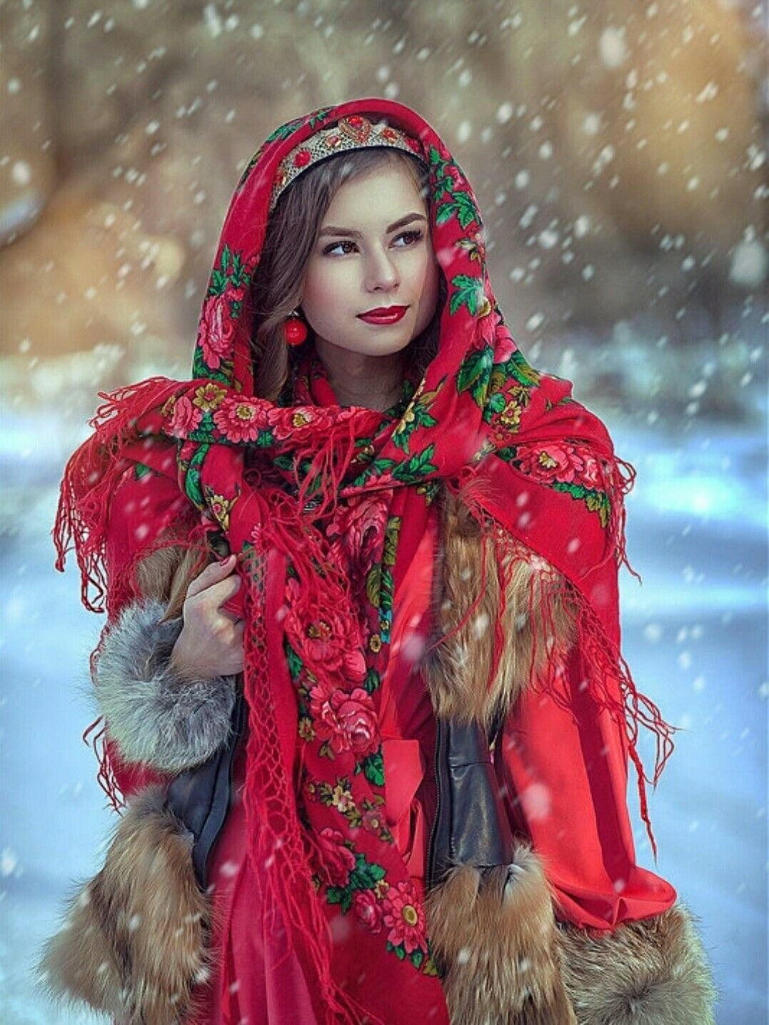 Beautiful girl Women in Slavic costumes in Taif